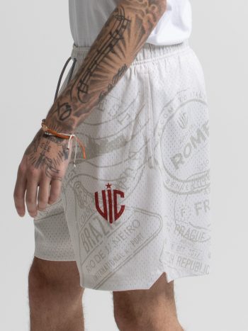 VC World Tour Mesh Shorts with side pockets, inspired by Vic Coast's basketball journey, preorder for 6/30